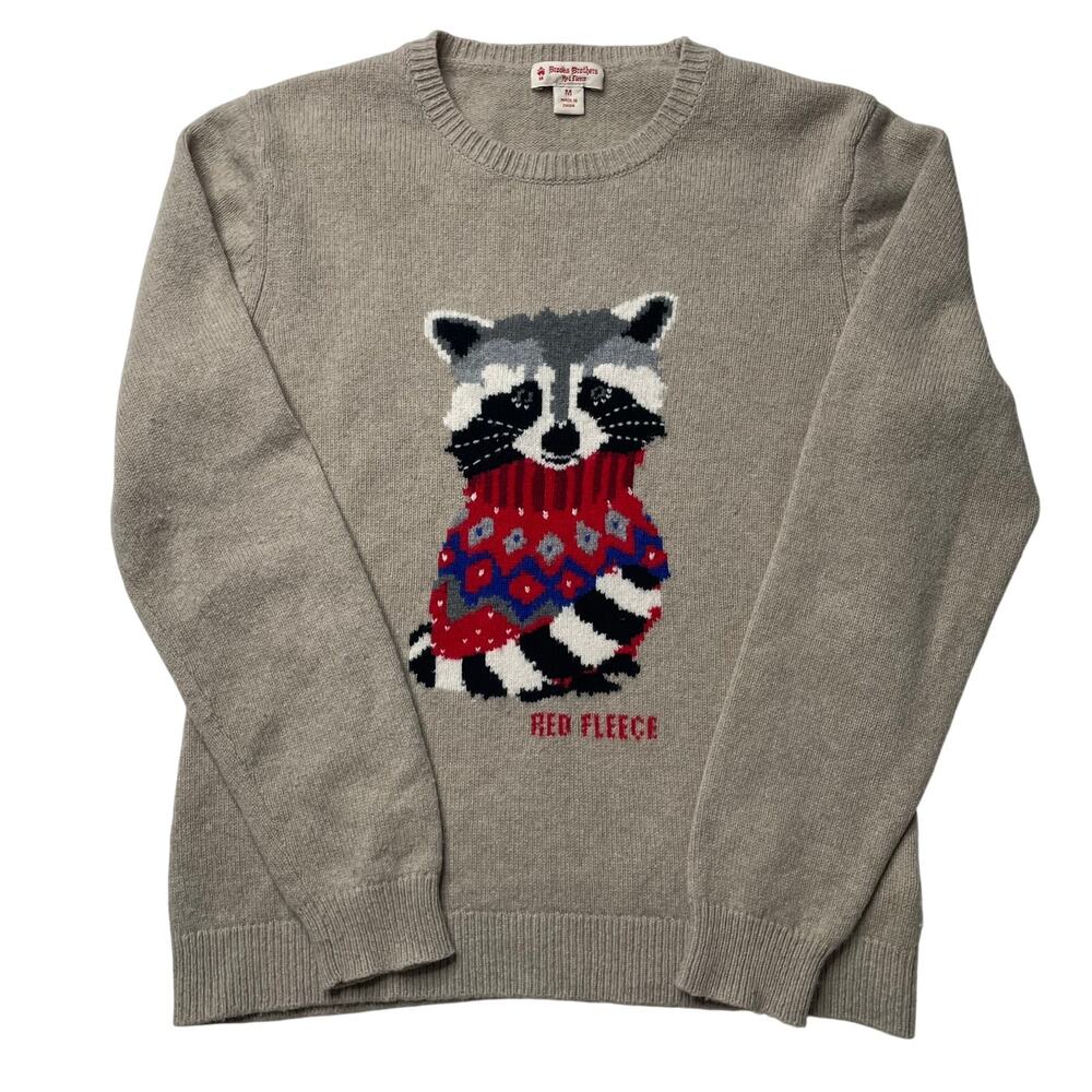 Brooks Brothers Raccoon Merino Wool Blend Knit Sweater Pullover Medium Women's